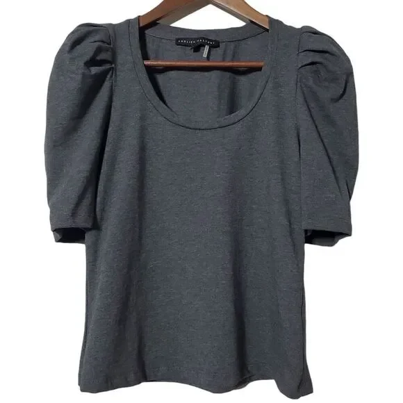 English Factory Pleated Puff Sleeve Top Blouse Size XS Gray Womens - Picture 2 of 9